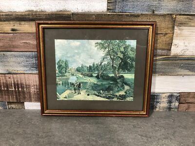 Vintage Flatford Mill Druck - John Constable im Holzrahmen 13,5 x 11,5 Zoll