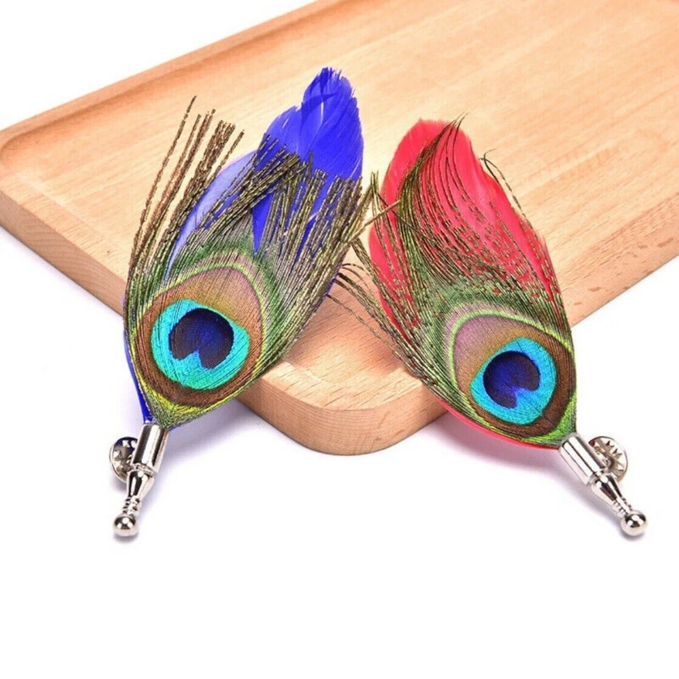Handmade Peacock Pheasant Feather Brooch Hat Lapel Pin Suit 'Wedding Accessory - Image 3 of 4