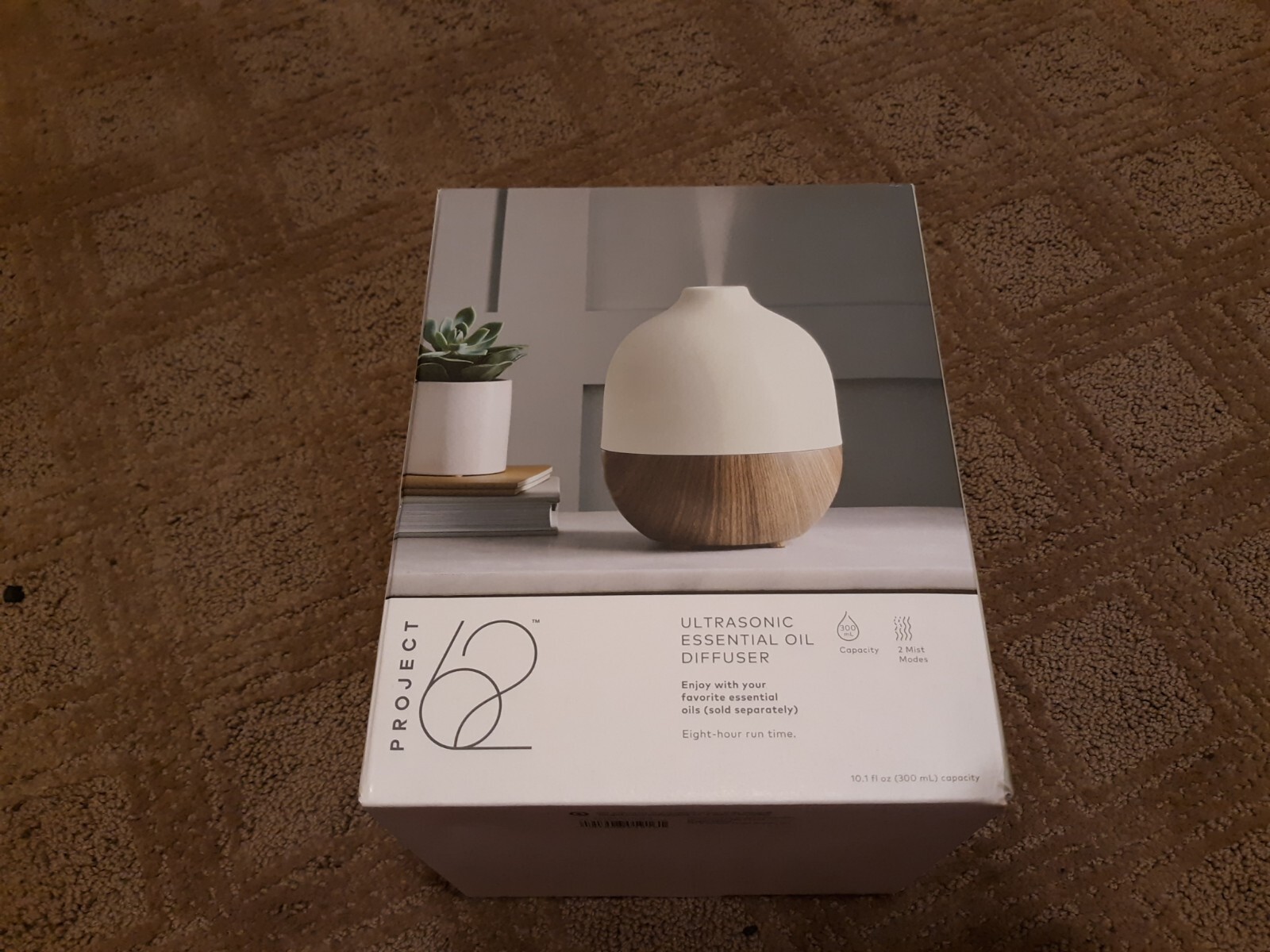 Woodgrain Ultrasonic Essential Oil Diffuser 300ml White Brown-image
