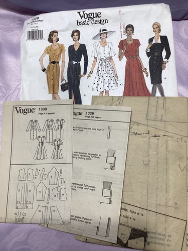 Vogue Basic Design 1339 UNCUT Sewing Pattern, Misses' Dress, Size 12-14-16 Uncut - Picture 5 of 5