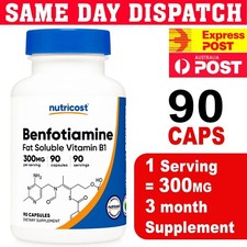 Nutricost BENFOTIAMINE 300mg 90 Veggie Caps VITAMIN B1 PREMIUM GRADE Free Ship