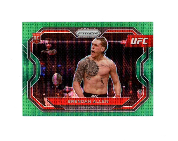VERY RARE 2021 Prizm GREEN PULSAR REFRACTOR SP BRENDAN ALLEN /25 RC! UFC STAR