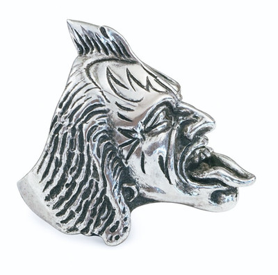 Handgefertigter Sterling Silber Dämonenkopf Ring - extreme Details - 31,5 g schwer massiv