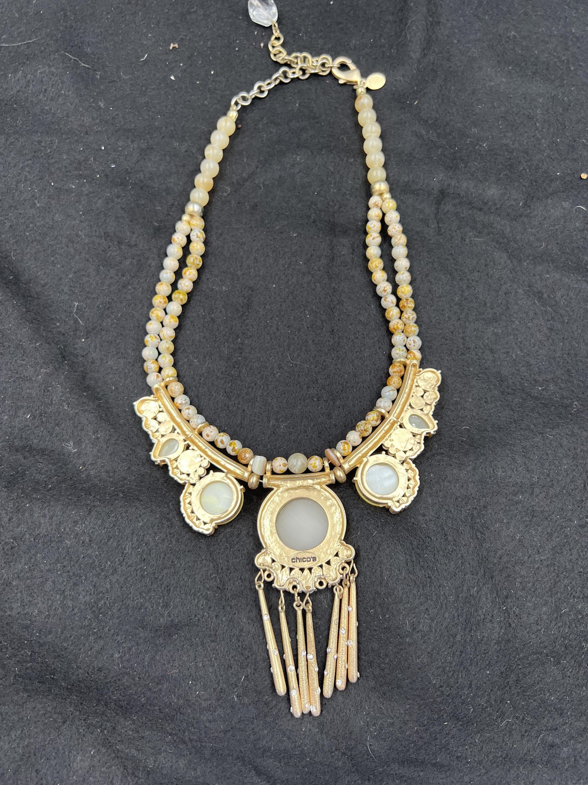 Chico's Statement Necklace Multi Bead Gold Tone F… - image 8