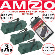3pcs 24" Heavy Duty Canvas Tool Bags with Zip – Strong Holdall for Tools & Gear