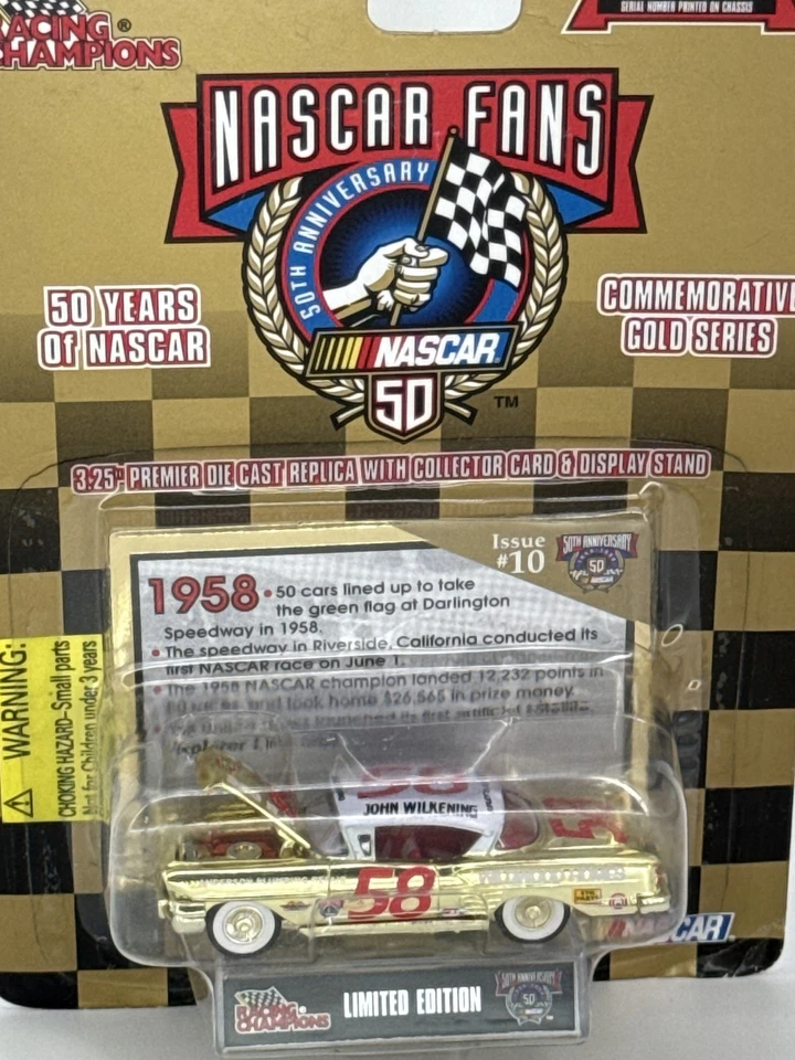 Chevy 1958 Racing Champions NASCAR 50 aniversario dorado #58 edición #10 diecast Foto 2 de 4