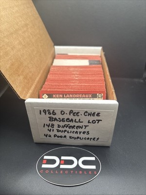 Unique 1986 OPC Baseball Partial/Starter Lot of 148 Different + 41 Dupes + 42