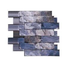 10Pcs 10.6"x10.6" Peel and Stick Backsplash Stone Tile Sticker, Blue Gray Brown