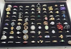 Vintage To Now Lot Of 100 Unique Fashion Costume Jewelry Rings As Pictured