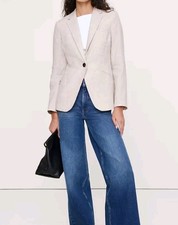 Banana Republic Womens Linen Blend Blazer 8 Cream Two Button Jacket