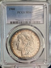 1900 Morgan Silver Dollar PCGS MS63 Rainbow Toned