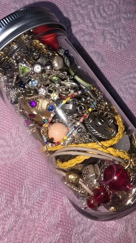 Over 1.5lbs Mystery Jewelry Jar Vintage To Modern COSTUME,SILVER,GOLD