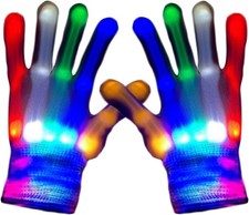 LED Light Up Gloves 5 Colors 6 Modes Flashing Rave Finger Gloves Size L
