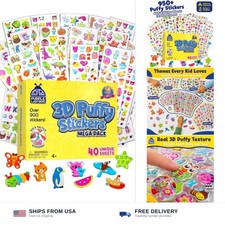 3D Puffy Stickers for Kids 40 Sheets 950 Designs Animals Vehicles Hearts