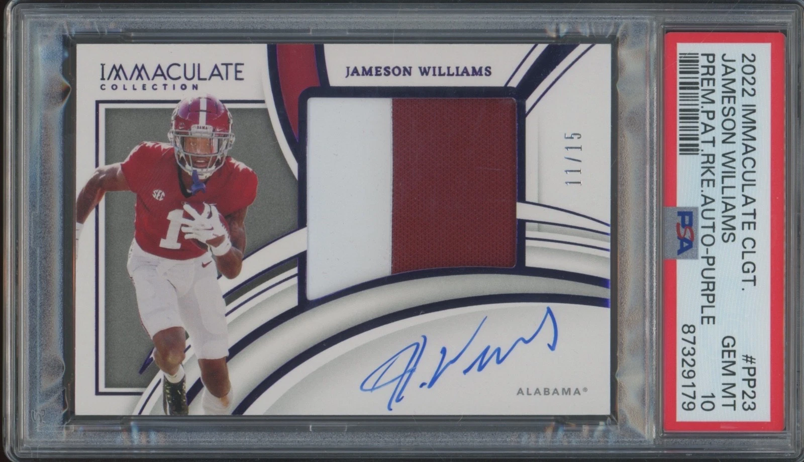 Jameson Williams Panini Immaculate Collection Collegiate Premium Patches Rookie Autographs #PP23 Purple