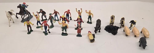 Vintage Marx Warriors of the World Cowboy Lot of 25 Minifigures & Animals