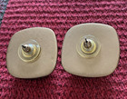 VINTAGE WHITE TRIMMED IN GOLD TONE 1" PIERCED EARRINGS — photo 2