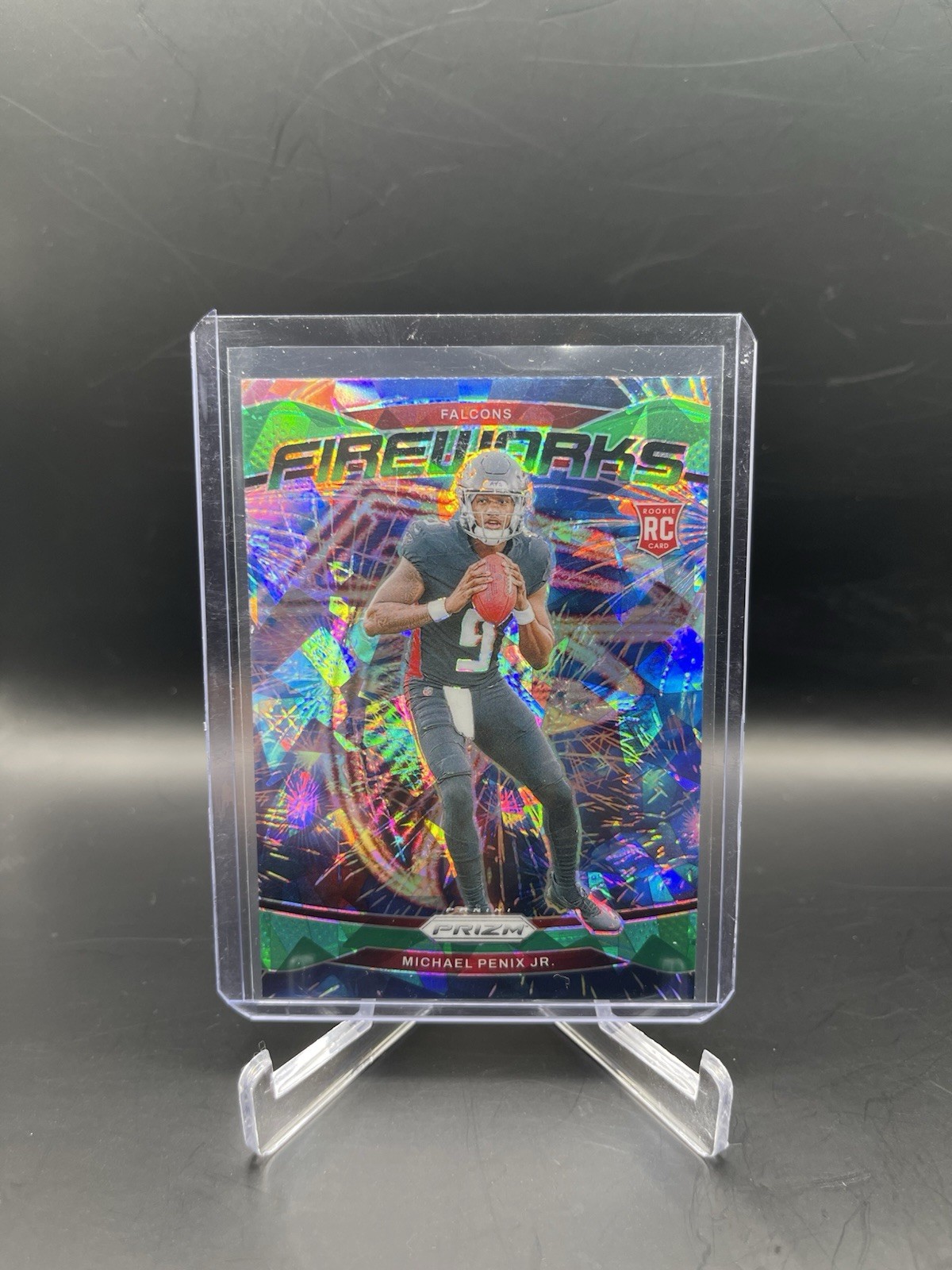 2024 Panini Prizm Michael Penix Jr. Fireworks RC Green Ice #16 Falcons Rookie