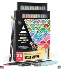 24 Watercolor Brush Pens Set, Flexible Nylon Tips, Art Markers for Artists