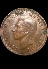1947 Half Penny Coin - Australian King George VI With Die Error XF CONDITION