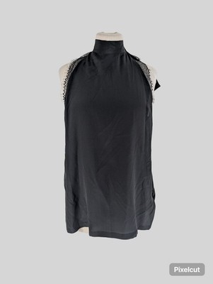 Amanda Wakeley black 100% silk sleeveless top size UK14/US10