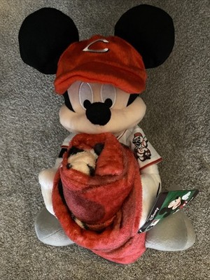 Disney MLB Cincinnati Reds Mickey Mouse Plush And Throw Set NWT