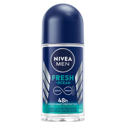 Nivea MEN Fresh Ocean Roll On Reliable Deodorant Protection Sweat 50ml NEW