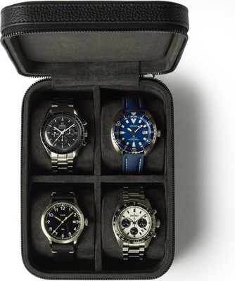 Watch Case - 4 Slot Genuine Top-Grain Leather Watch Box for Men & Women with ...