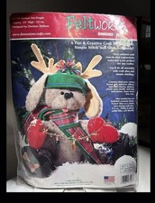 Vintage NEW Dimensions Feltworks Kit  8128 Decked Out Doggie  Christmas USA
