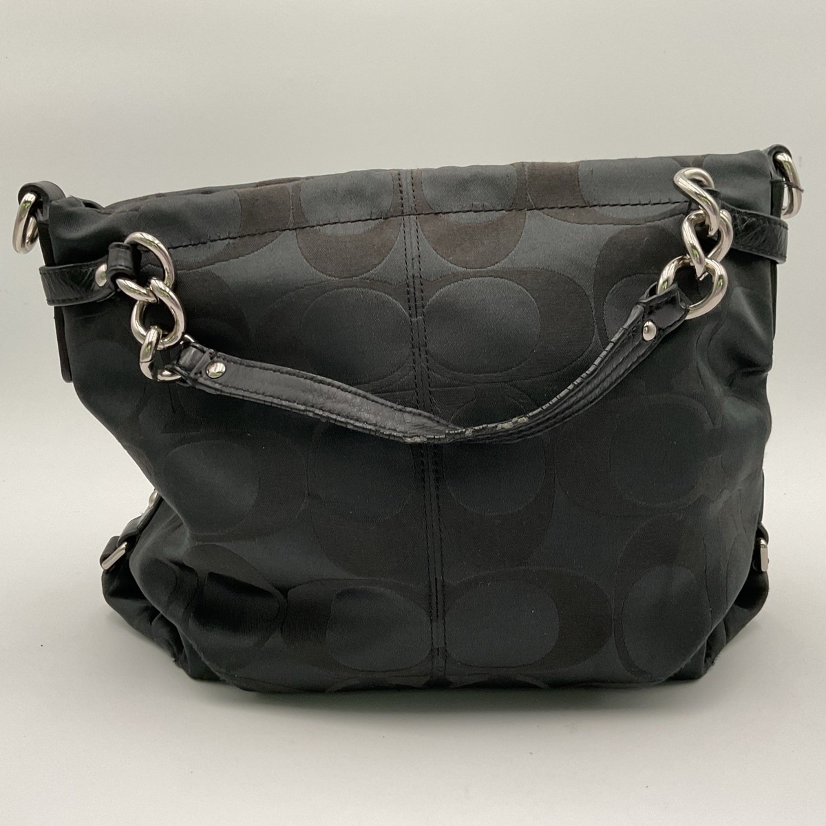 COACH Brooke Signature Sateen Satchel Shoulder Bag Black C1176
