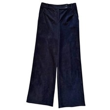 Giorgio Armani Black Borgo 21 Faux Suede Velour Wide Leg Trousers Size 40 Small