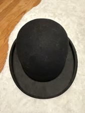 Antique 1920  s Mallory Bowler Hat Black Fitted Size 6 3/4