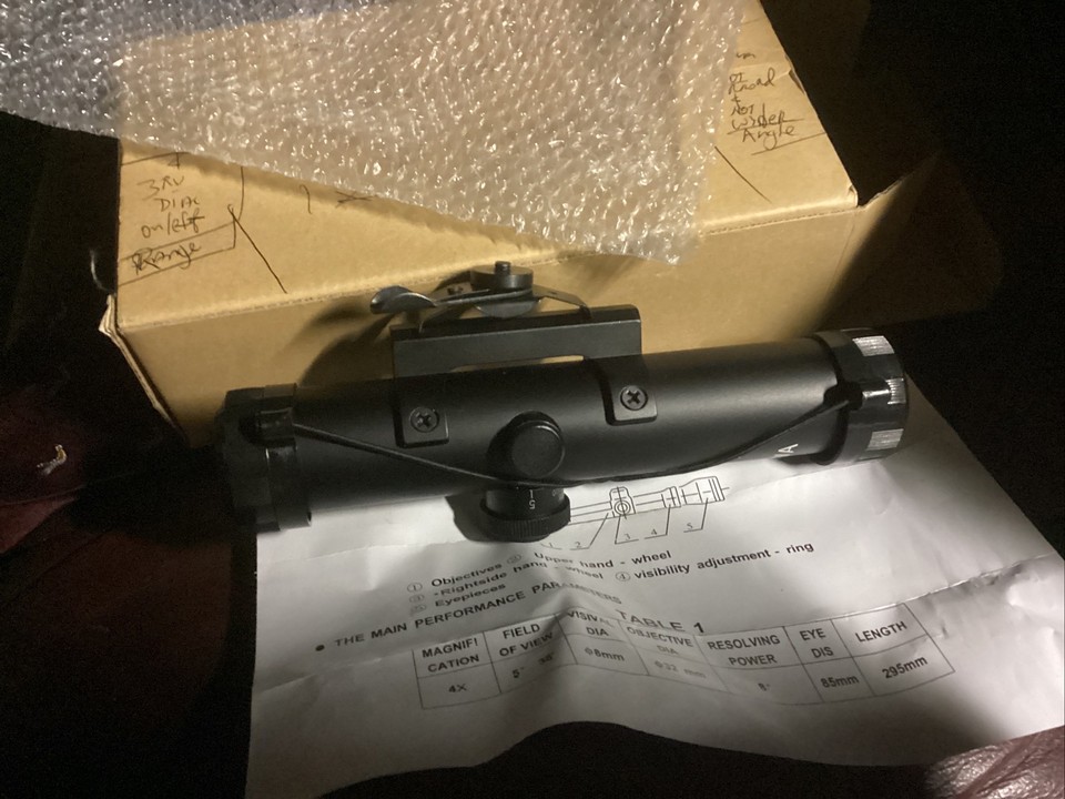 Colt Style Wide Angle 4x20 Carry Handle Scope 22mm Diameter 100%=NIB ...