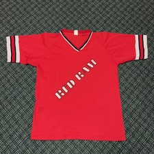 Vintage 80s Jesco Baseball  Red Ram  Raglan Jersey Shirt V Neck Men  s Large