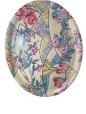 MIKASA 22”x 17” X Large Oval Vintage Floral Fiberglass Serving Platter Beautiful