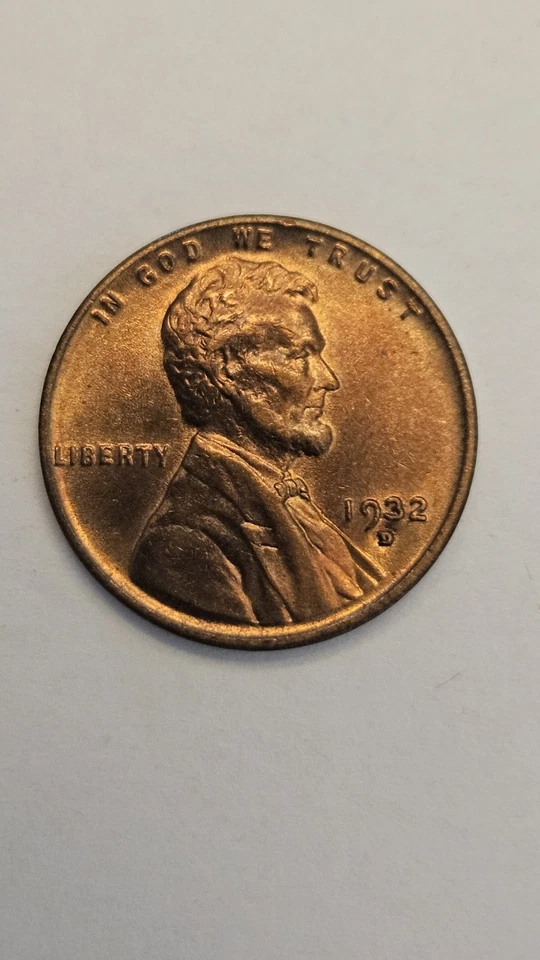 Centavo de trigo 1932D BONITO CENTAVO ROJO BU LINCOLN 1932-D LOTE #1 ROJO AFILADO SIN CIRCULAR Foto 2 de 4