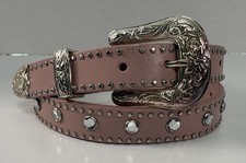 Nocona Women  s Western Belt Sz 32 Pink Leather Rhinestones Studded Cowgirl Bling