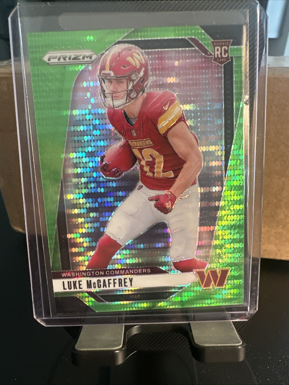 2024 Prizm Luke McCaffrey RC Neon Green Pulsar Rookie #367 Commanders