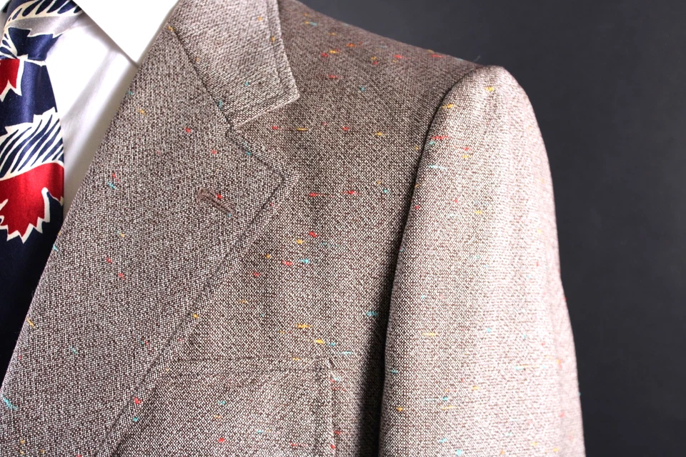 Vintage 1970s Wool Fleck Belted Back Suit Mens Size 44 USA - Image 3 of 4