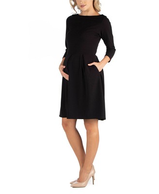 24Seven Comfort Apparel Women's Plus Size Maternity Dress (Black, 2X)