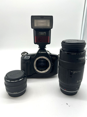 Pack Of 3 Canon EOS 650 SLR  Camera Equipped EF 28 mm And EF 70-210 mm Lens