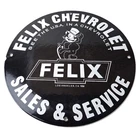 Vintage Chevrolet Sign - Service Gas Pump Chevy Felix the Cat Porcelain Sign