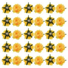 30Pcs Rose Flower Hair Clips 4" Flower Hair Pins Brooch Yellow