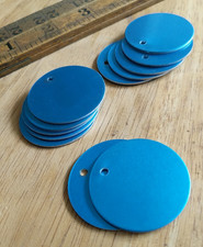 Blue Round Aluminum Engraving Tag 1.5" lot x12 Stamping Blank pet key valve etc
