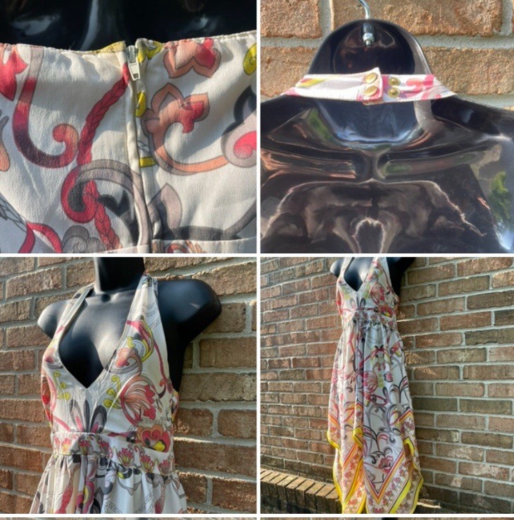 Y2K coachella Festival Babydoll Halter Dress Sz 6 Handkerchief Hem Fairy Boho thumbnail 12