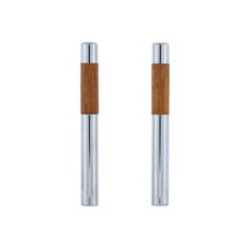 United Pacific 70039 Chromewalnut Tube Door Lock Knobs - Pack Of 2