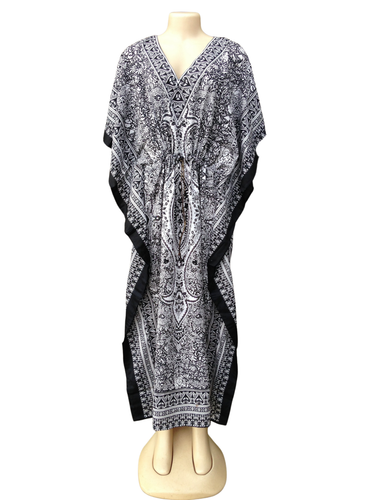 Women Boho Kaftan Kimono Maxi V-Neck Sundress Beach Holiday One Size Loose Long - 第 3/5 張圖片