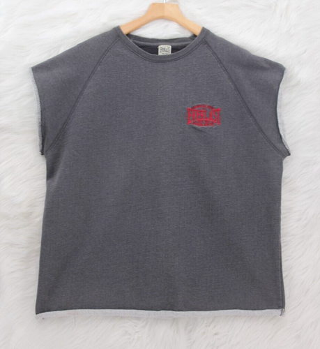 Vintage Everlast Sleeveless Muscle Cropped Sweatshirt Mens L Gray Red Logo #76