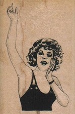 Calling Lady 1 3/4 x 2 1/2" Rubber Stamp, Lady Stamp, Woman Stamp