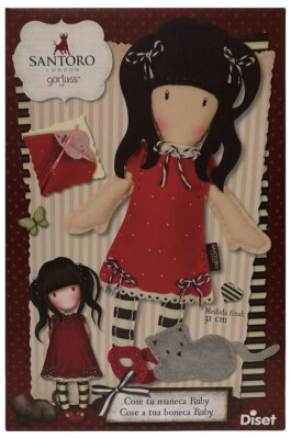 Diset 46671 Santoro London Gorjuss Kinder Nähset deine Stoffpuppe Ruby mit Katze